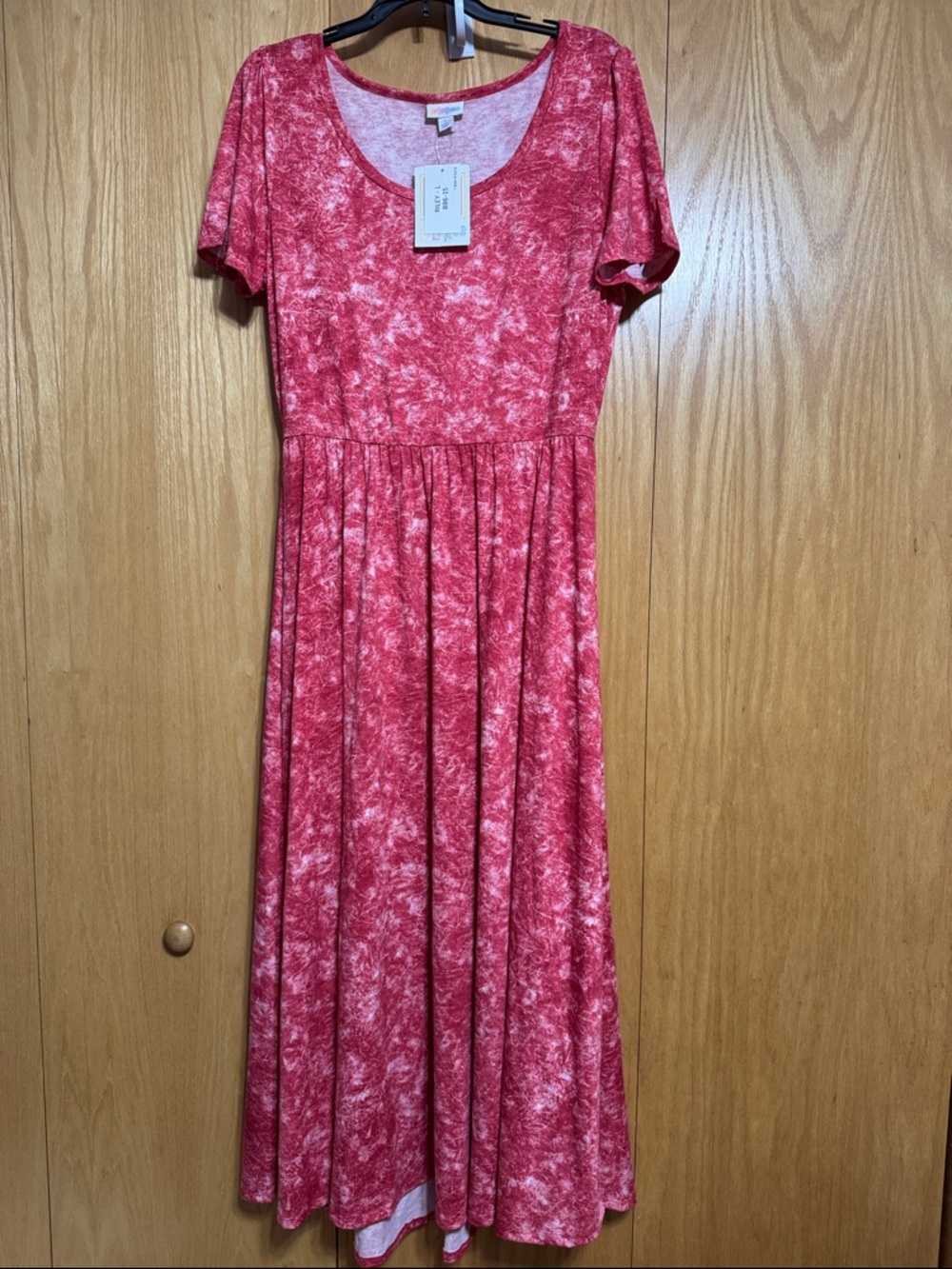 LuLaRoe Riley Red Marble-Print Midi Dress